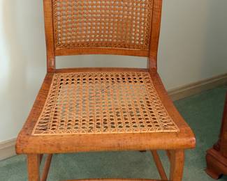 CHILD'S TIGER MAPLE CANED CHAIR