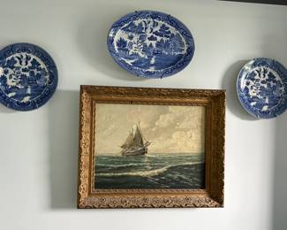 Blue Willow Plates & Paintings 
