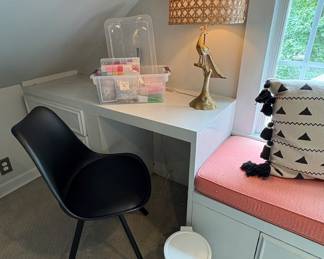 Desk Chair & Peacock Lamp 