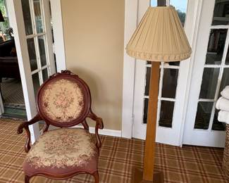 Stickley Floor Lamp & Victorian Chair 