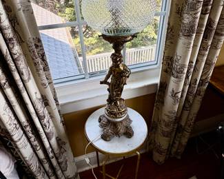 Vintage Lamp & Marble Top Table 