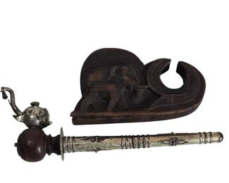 Antique Opium Elephant Scale and Pipe