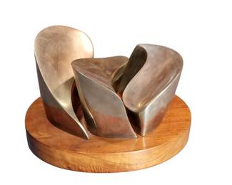 MN Artist Bob Peterson  MCM Brass Wood Sculpture