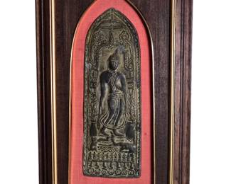 Antque Sukhothai Style Bronze Votive Tablet Buddha