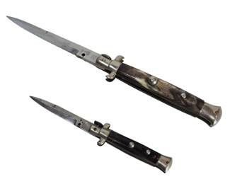 Vintage Italian Horn Handle Stiletto Switchblades