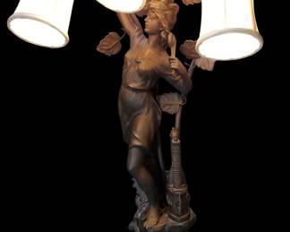 Antique La Nuit Art Nouveau Table Lamp