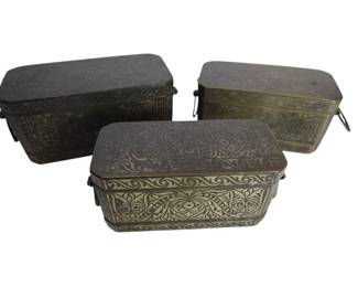 19th Cen Mindanao Inlaid Silver Betel Nut Boxes