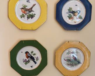 Antique Wedgewood & Co octagon porcelain bird plates