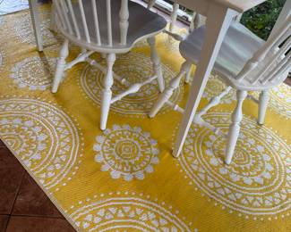 Yellow and white outdoor rug