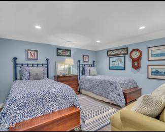 Twin Beds, small trunks, setee, art, lamps and rug for sale