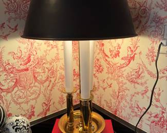 Brass lamp with black shade