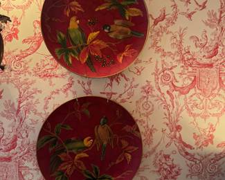 Andrea by Sadek Parakeets on Branches handpainted decorative plates