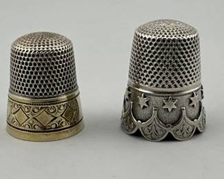 Pair of sterling silver thimbles