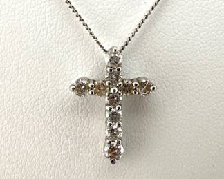 Platinum, diamond cross necklace