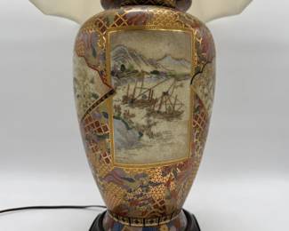 Japanese Satsuma style urn shaped lamp