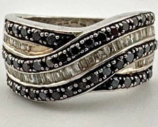 Sterling white and black diamond band