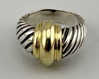 David Yurman 14kt, sterling cable ring