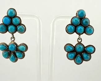 Native American sterling turquoise dangle earrings