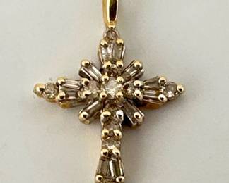 10kt diamond cross pendant