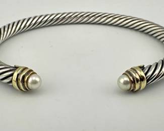 David Yurman sterling, 14kt pearl cuff