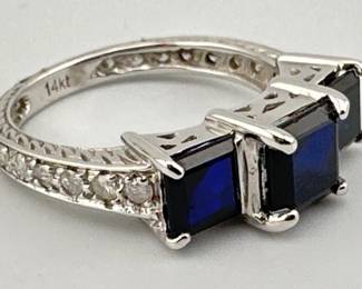 14kt natural sapphire, diamond ring