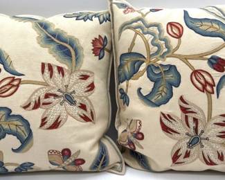 Beautiful pair of Chelsea Textiles embroidered pillows