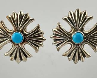 Kevin Yazzie Navajo sterling turquoise earrings