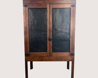 Late 19th century mixed woods painted tin pie safe