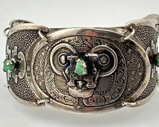 Peruvian sterling, emerald bracelet