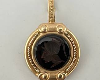 14kt onyx intaglio pendant