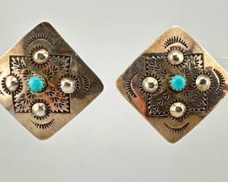 Native American sterling, turquoise earrings