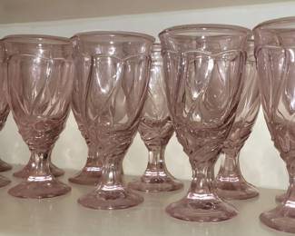 VINTAGE NORITAKE SWEET PINK SWIRL WINE GOBLETS