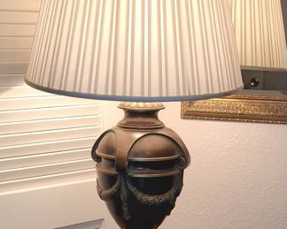 HERE'S ANOTHER OLD TREASURE! HEAVY BRONZED METAL LAMP - LARGER THAN IT APPEARS IN PIC