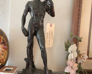 Bronze David = stands about 18"