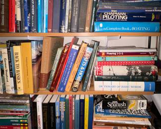 Lots of books, Gun, Hunting, Home Repair, Novels, Aquariums, Plants, Languages, Books in German, Carpentry, Boating, Hobbies, Dogs, Fishing, Computers and others