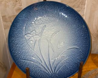 Blue White Daffodil Plate