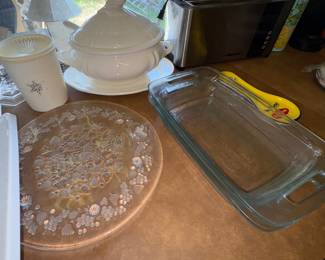 Glass Bake Pans, Glass Berries Cake plate, Soup Toureen