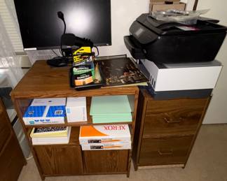 Office Cabinets, File cabinets , Printers Paper, Microphones, Benq Monitor, HP Printers