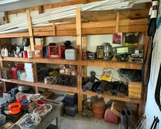 Automobile parts, Gas Cans, Lanterns, Flash Lights, Wood Crates, Plastic Crates