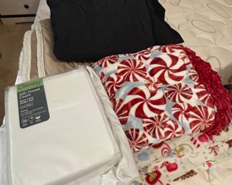 King sheets new, lap blankets