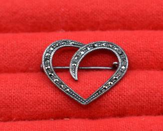 sterling silver and marcasite brooch