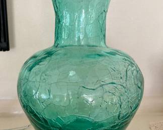 Blenko sea green crackle vase