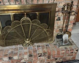 Peacock fireplace screen