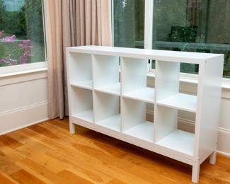 8 White Cubby 57 3/4" L x 15" D x 37" H — Each Cubby is 13 1/4" x 13 1/4"
