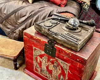 Asian trunk/chest, antique Burmese opium box