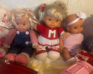 2001 Tickle Secrets, Muchkin Lovee Doll Cheerleader (both talk). Little cuties 🩷and Patient doll (cheeks light up and baby talks)
