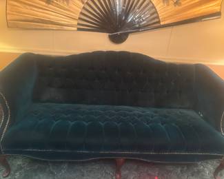 Velvet emerald green couch