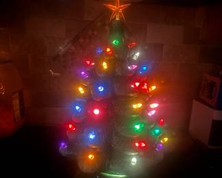 Christmas tree lit up