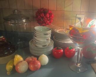 Glass fruit and apple decor