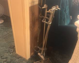 Vintage duck head Brass fireplace set